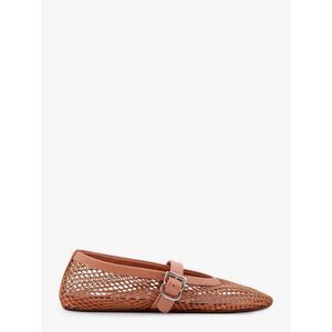 Alaia Women Fishnet Ballet Flats With Leather Profiles